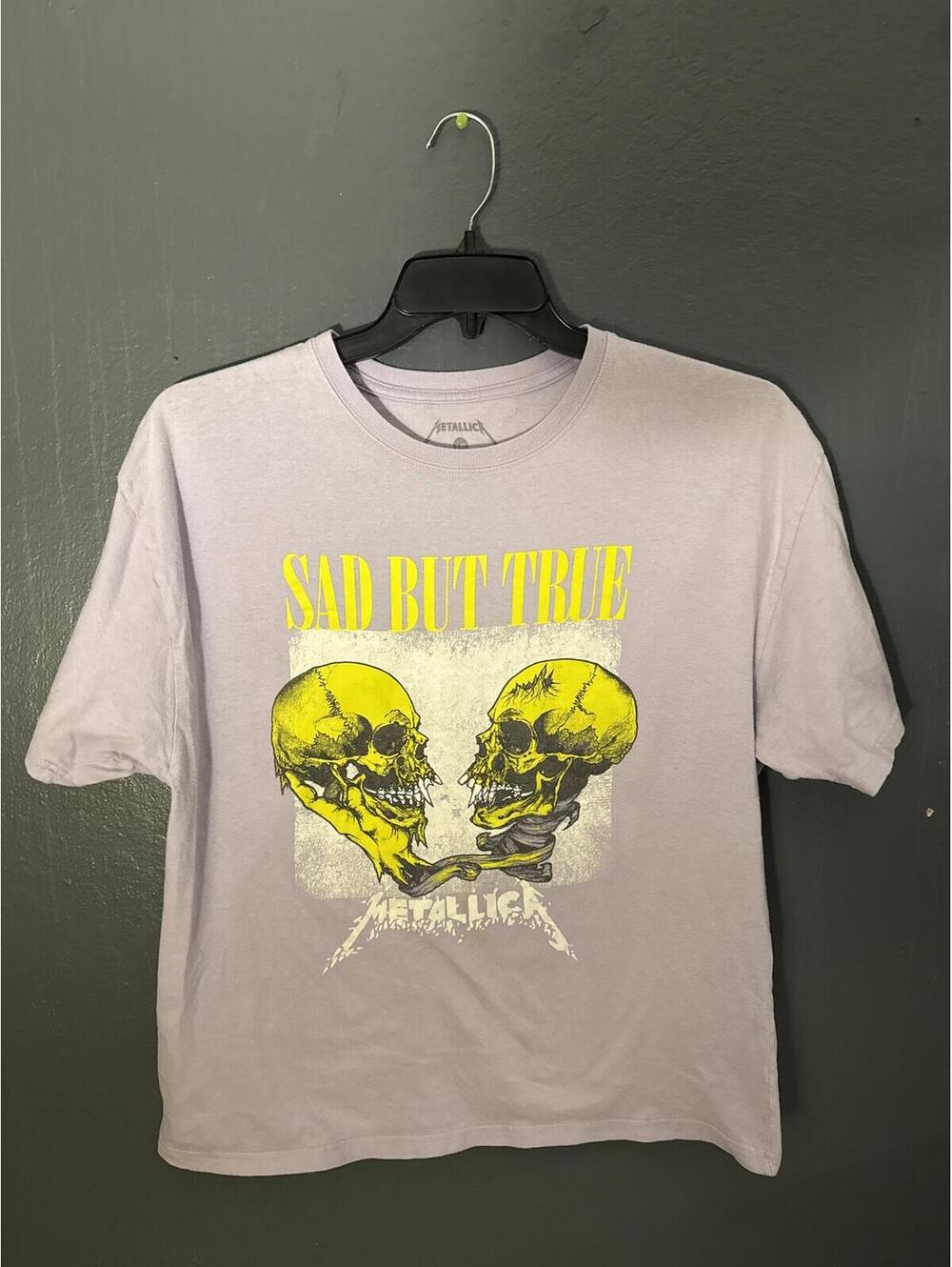Metallica "Sad But True" Graphic T-Shirt Gray Yellow Skull Print